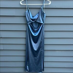 Elegant Blue Satin Dress